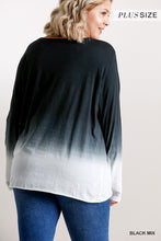 Load image into Gallery viewer, Ombre Print Long Sleeve Top With Gathered Front Detail And Raw Hem

