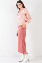 Load image into Gallery viewer, Dusty Rose Pink Cotton Pinstripe Gaucho Pants
