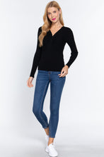 Load image into Gallery viewer, Long Slv V-neck Knotted Sweater
