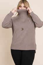 Load image into Gallery viewer, Plus Size High Quality Buttery Soft Solid Knit Turtleneck Two Tone High Low Hem Sweater
