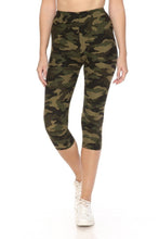 Load image into Gallery viewer, Multi-color Print, Cropped Capri Leggings In A Fitted Style With A Banded High Waist
