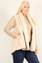 Load image into Gallery viewer, Plus Size Faux Fur Vest Jacket With Open Front, Hi-lo Hem, And Pockets

