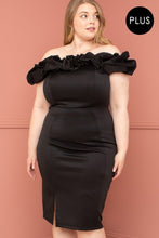 Load image into Gallery viewer, Ruffle Off The Shoulder Plus Size Midi Dress
