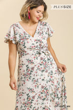 Load image into Gallery viewer, Floral Print Wrapped Short Ruffle Sleeve Maxi Dress With No Lining
