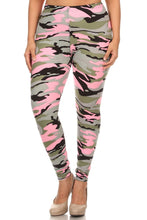 Load image into Gallery viewer, Plus Size Camouflage Printed Knit Legging With Elastic Waistband And High Waist Fit
