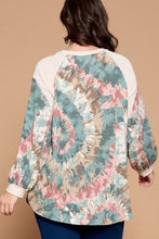 Load image into Gallery viewer, Plus Size Tie Dye French Terry Print Balloon Sleeve Top
