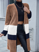Load image into Gallery viewer, Tricolor Open Front Fuzzy Longline Cardigan
