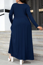Load image into Gallery viewer, Plus Size Round Neck Long Sleeve Maxi Dress with Pockets (2 Colors Available)
