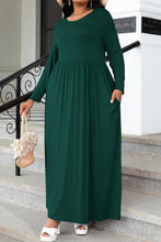 Load image into Gallery viewer, Plus Size Round Neck Long Sleeve Maxi Dress with Pockets (2 Colors Available)

