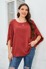 Load image into Gallery viewer, Plus Size Round Neck Frill Trim Blouse
