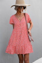 Load image into Gallery viewer, Floral Buttoned V-Neck Flutter Sleeve Dress (4 Colors Available)
