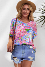 Load image into Gallery viewer, Floral V-Neck Short Sleeve Blouse
