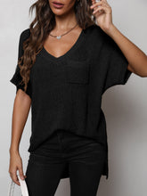 Load image into Gallery viewer, V-Neck Slit High-Low Knit Top  (Also available in Black)
