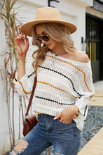 Load image into Gallery viewer, Striped Openwork Three-Quarter Sleeve Knit Top (2 Styles Available)
