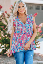 Load image into Gallery viewer, Printed Flutter Sleeve V-Neck Top cf
