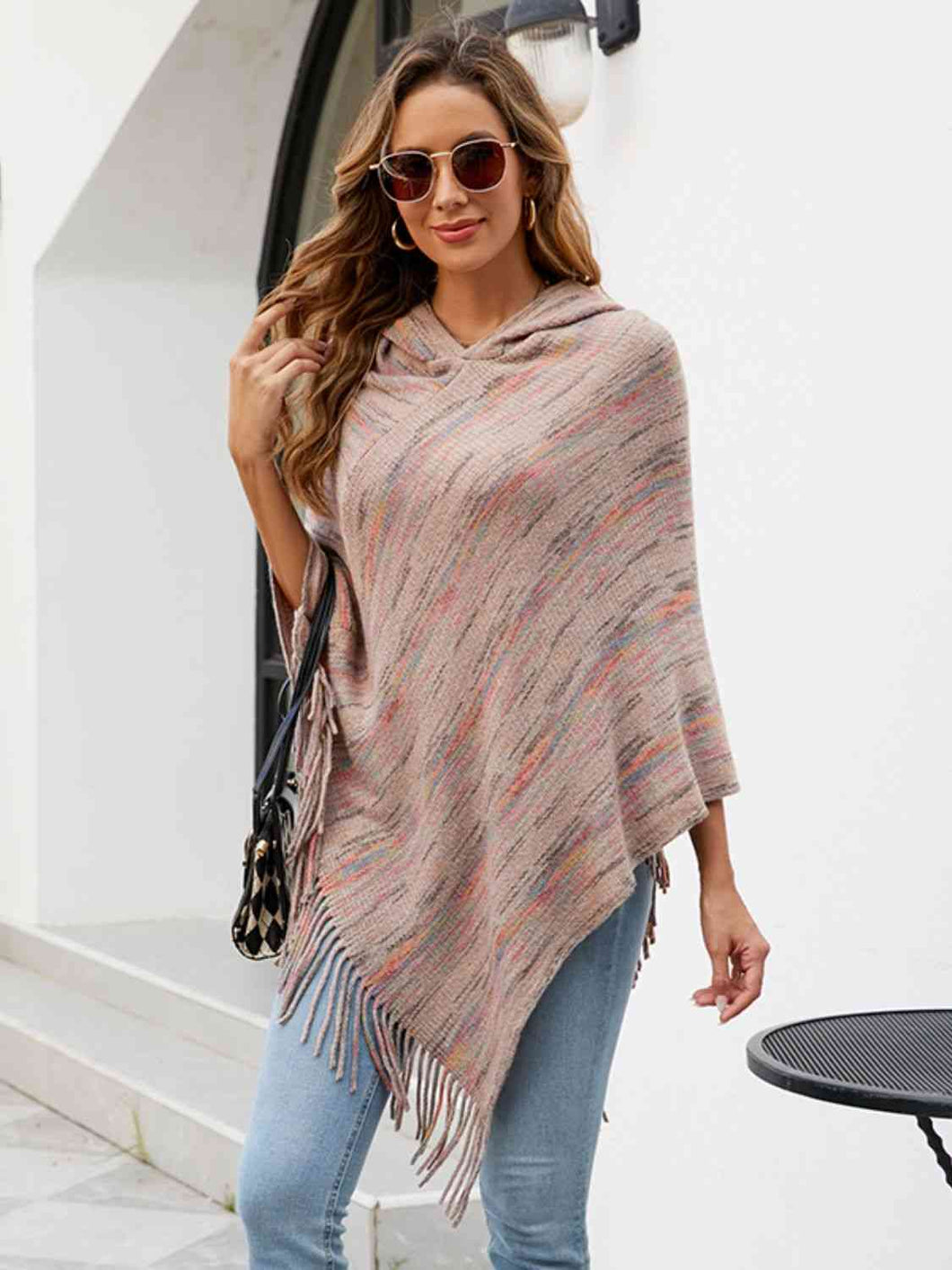 Fringe Hem Hooded Poncho (Available in 5 Colors)