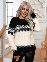 Load image into Gallery viewer, Round Neck Cable-Knit Sweater

