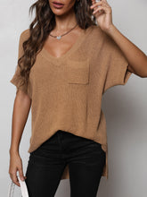 Load image into Gallery viewer, V-Neck Slit High-Low Knit Top  (Also available in Black)
