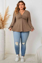 Load image into Gallery viewer, Plus Size Twist Front Balloon Sleeve Blouse
