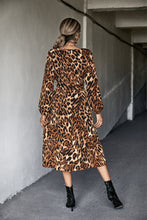 Load image into Gallery viewer, Animal Print Belted Midi Dress
