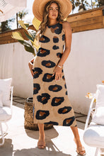 Load image into Gallery viewer, Leopard Round Neck Sleeveless Midi Dress

