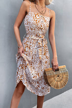 Load image into Gallery viewer, Printed Spaghetti Strap Decorative Button Belted Dress  (3 Colors Avaialble)
