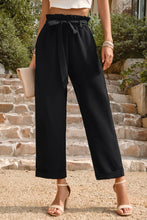 Load image into Gallery viewer, Tie Belt Paperbag Waist Straight Leg Pants
