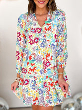 Load image into Gallery viewer, V-Neck Floral Print Long Sleeve Mini Dress
